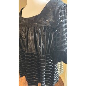 POL M Sheer Black Faux Velvet Suede Top Whimysgoth Style Fairycore Gothic Style